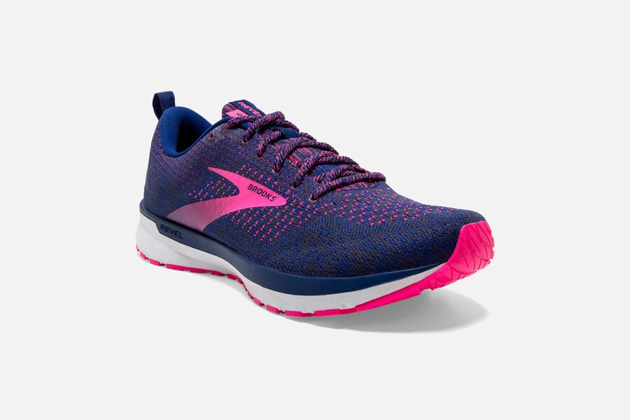 Brooks Israel Revel 4 Road Running Shoes Womens - Blue/Pink - OKI-173690